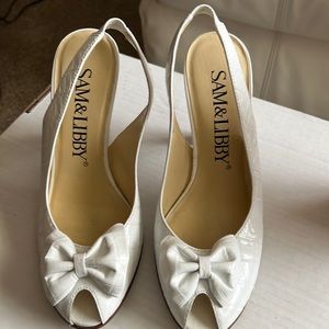 Sam & Libby white open heels stiletto pumps. Size 7 1/2.